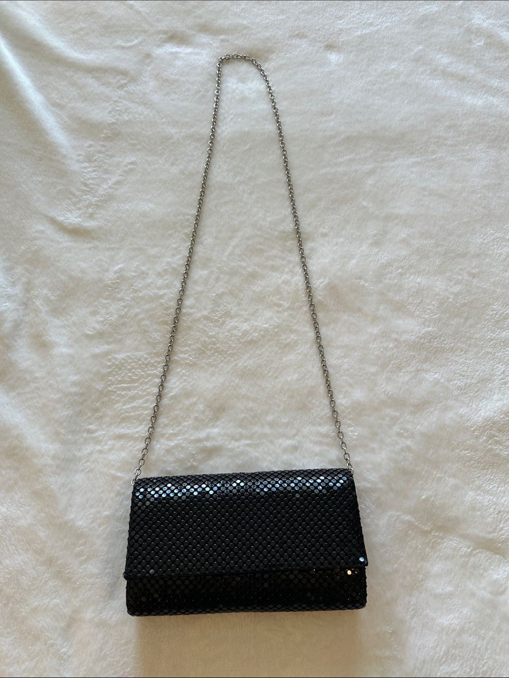 Womens Purse-JESSICA
MCCLINTOCK-black 'Metal Mesh Clutch' w/ shoulder strap - Picture 8 of 8